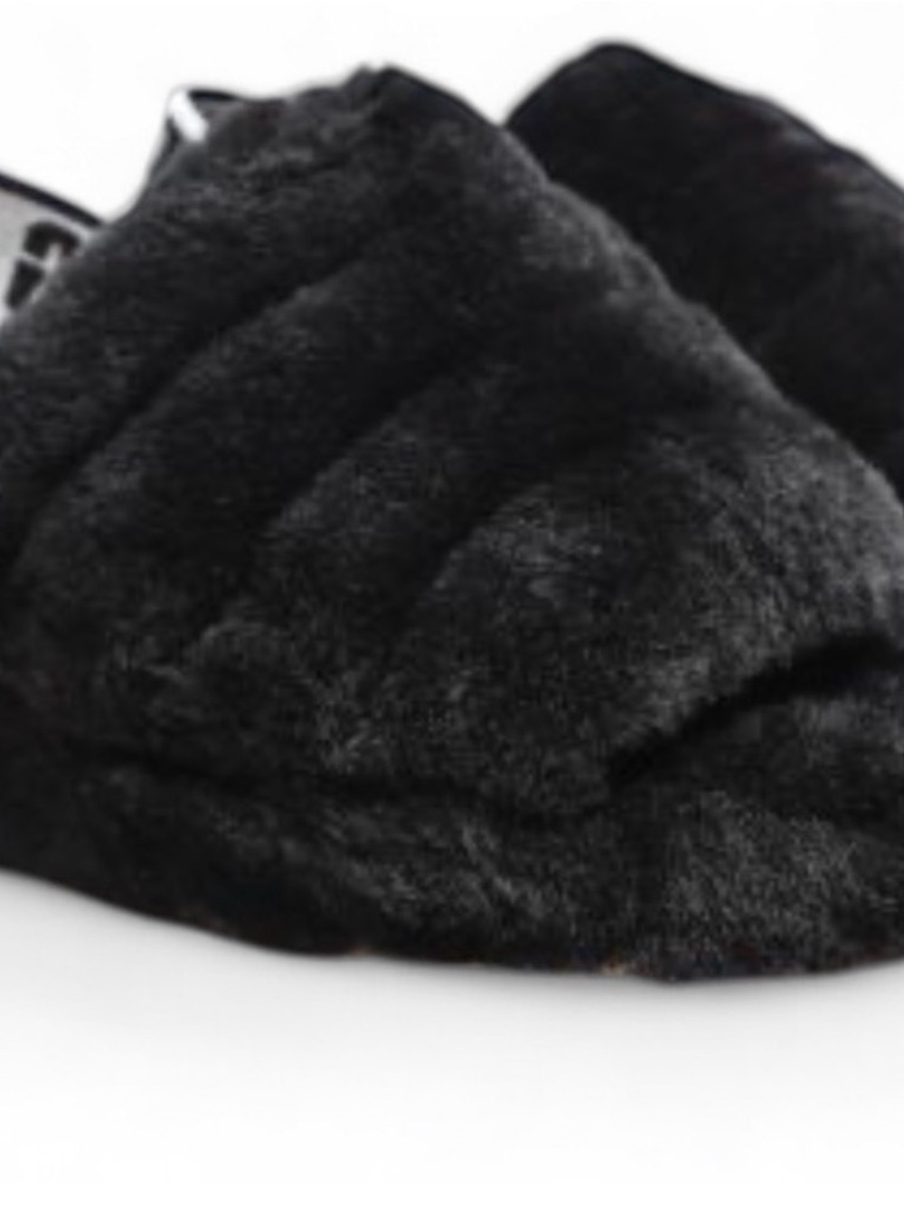 UGG Black Plush Open-Toe Slide
